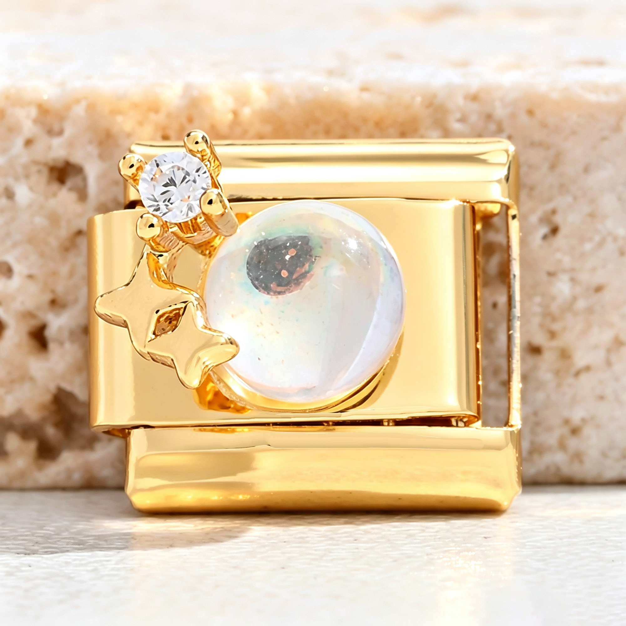 Fairy Tale Italian Charm 18k Gold Plated with Cubic Zirconia - Image 2