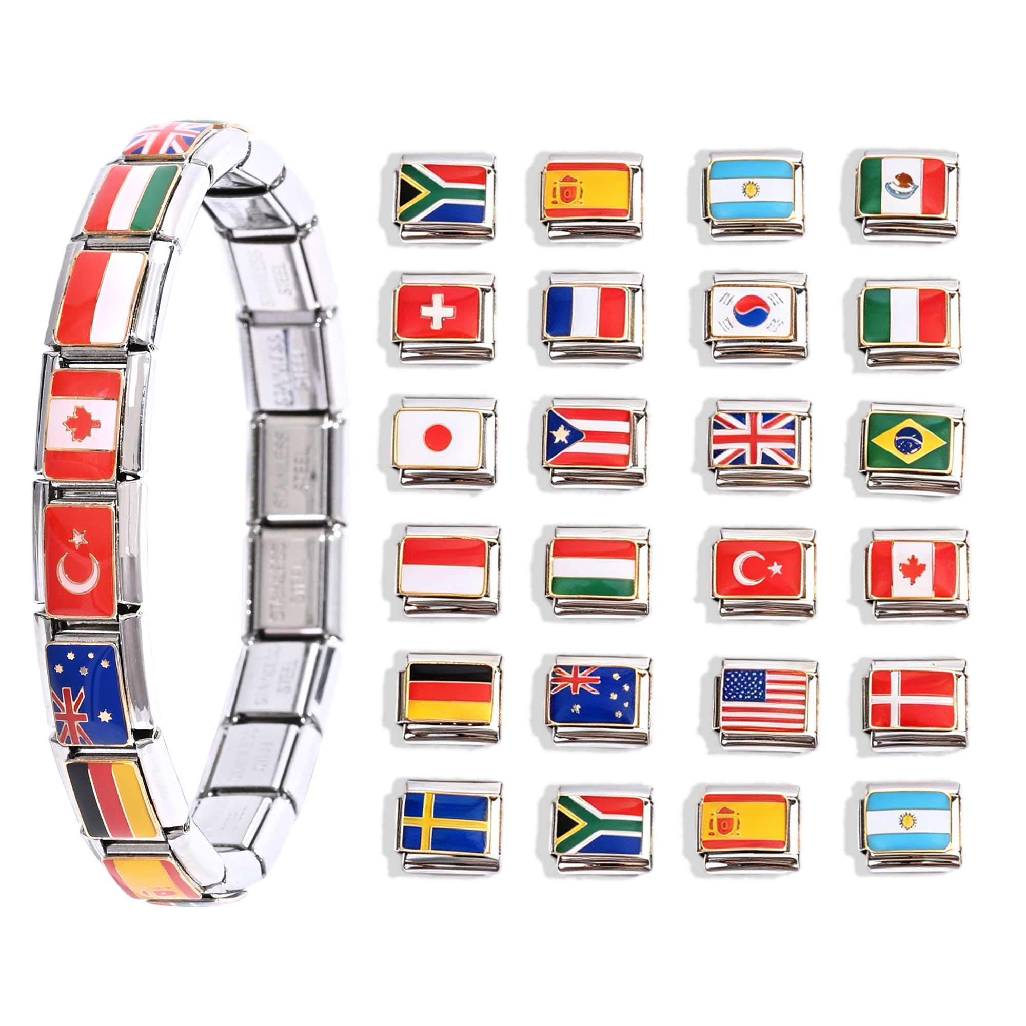 Country Flag Italian Charms 18k Gold Plated - Image 2